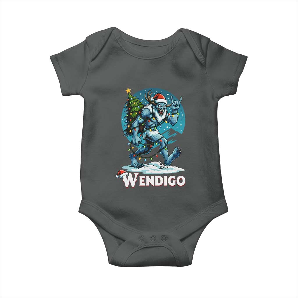 Funny Wendigo Monster Christmas Baby Onesie Rock On Hand Meme Xmas - Wonder Print Shop