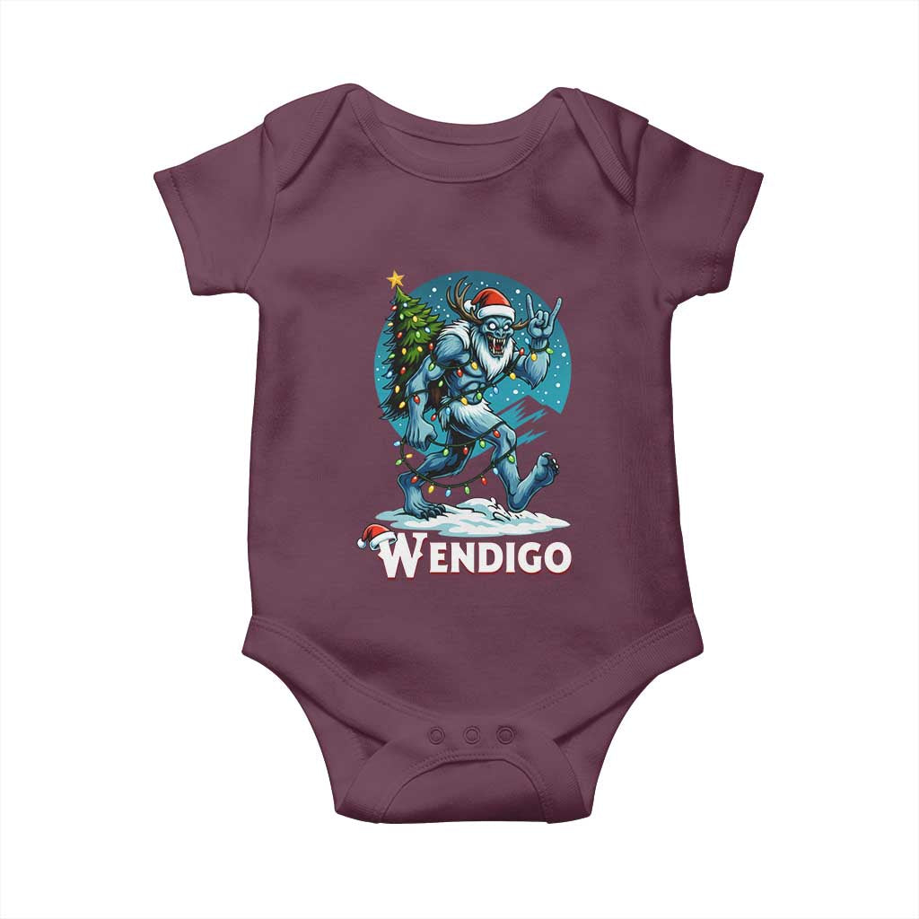 Funny Wendigo Monster Christmas Baby Onesie Rock On Hand Meme Xmas - Wonder Print Shop