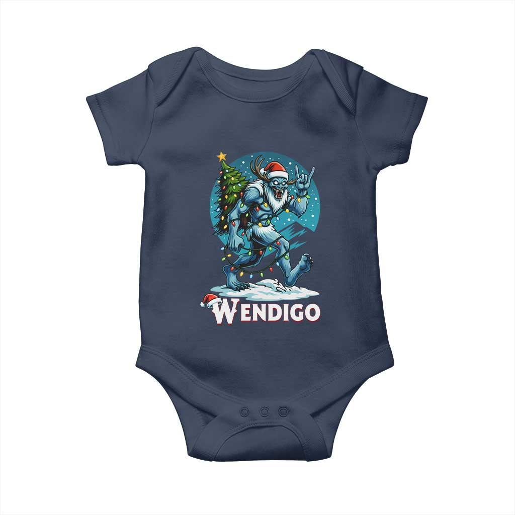 Funny Wendigo Monster Christmas Baby Onesie Rock On Hand Meme Xmas - Wonder Print Shop