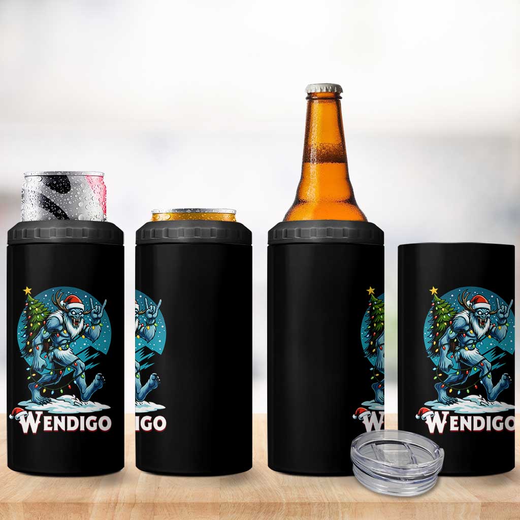 Funny Wendigo Monster Christmas 4 in 1 Can Cooler Tumbler Rock On Hand Meme Xmas - Wonder Print Shop