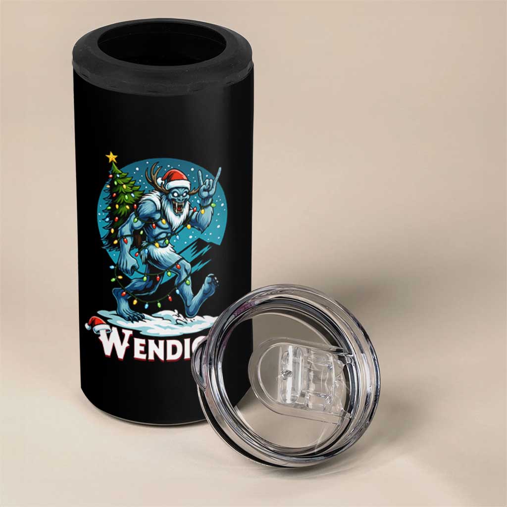 Funny Wendigo Monster Christmas 4 in 1 Can Cooler Tumbler Rock On Hand Meme Xmas - Wonder Print Shop