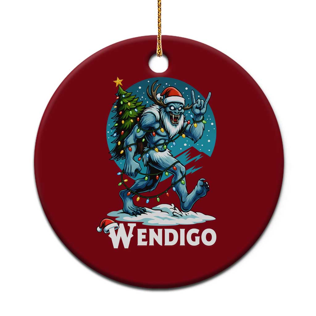 Funny Wendigo Monster Xmas Ceramic Ornament Rock On Hand Meme Xmas - Wonder Print Shop