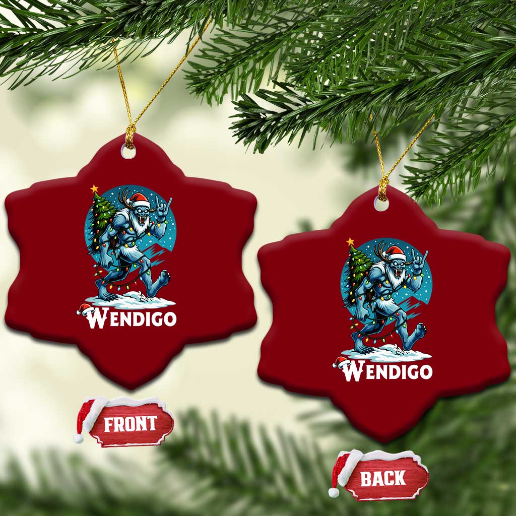 Funny Wendigo Monster Xmas Ceramic Ornament Rock On Hand Meme Xmas - Wonder Print Shop