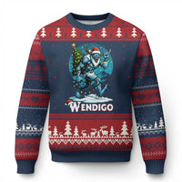 Funny Wendigo Monster Xmas Ugly Christmas Sweater Rock On Hand Meme Xmas - Wonder Print Shop