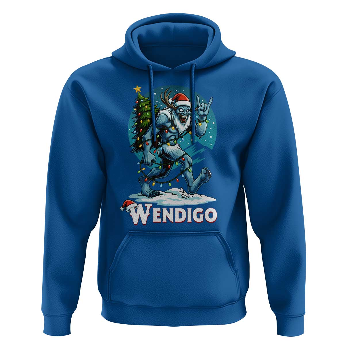 Funny Wendigo Monster Christmas Hoodie Rock On Hand Meme Xmas - Wonder Print Shop