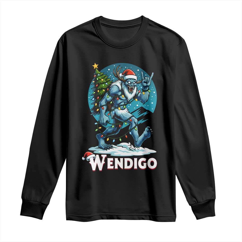 Funny Wendigo Monster Christmas Long Sleeve Shirt Rock On Hand Meme Xmas - Wonder Print Shop