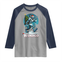 Funny Wendigo Monster Christmas Raglan Shirt Rock On Hand Meme Xmas - Wonder Print Shop