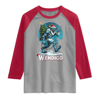 Funny Wendigo Monster Christmas Raglan Shirt Rock On Hand Meme Xmas - Wonder Print Shop