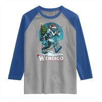 Funny Wendigo Monster Christmas Raglan Shirt Rock On Hand Meme Xmas - Wonder Print Shop