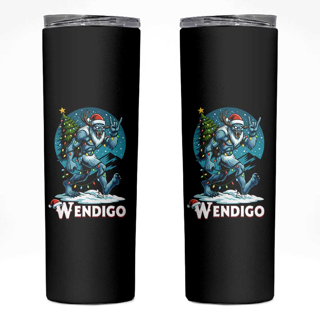 Funny Wendigo Monster Christmas Skinny Tumbler Rock On Hand Meme Xmas - Wonder Print Shop