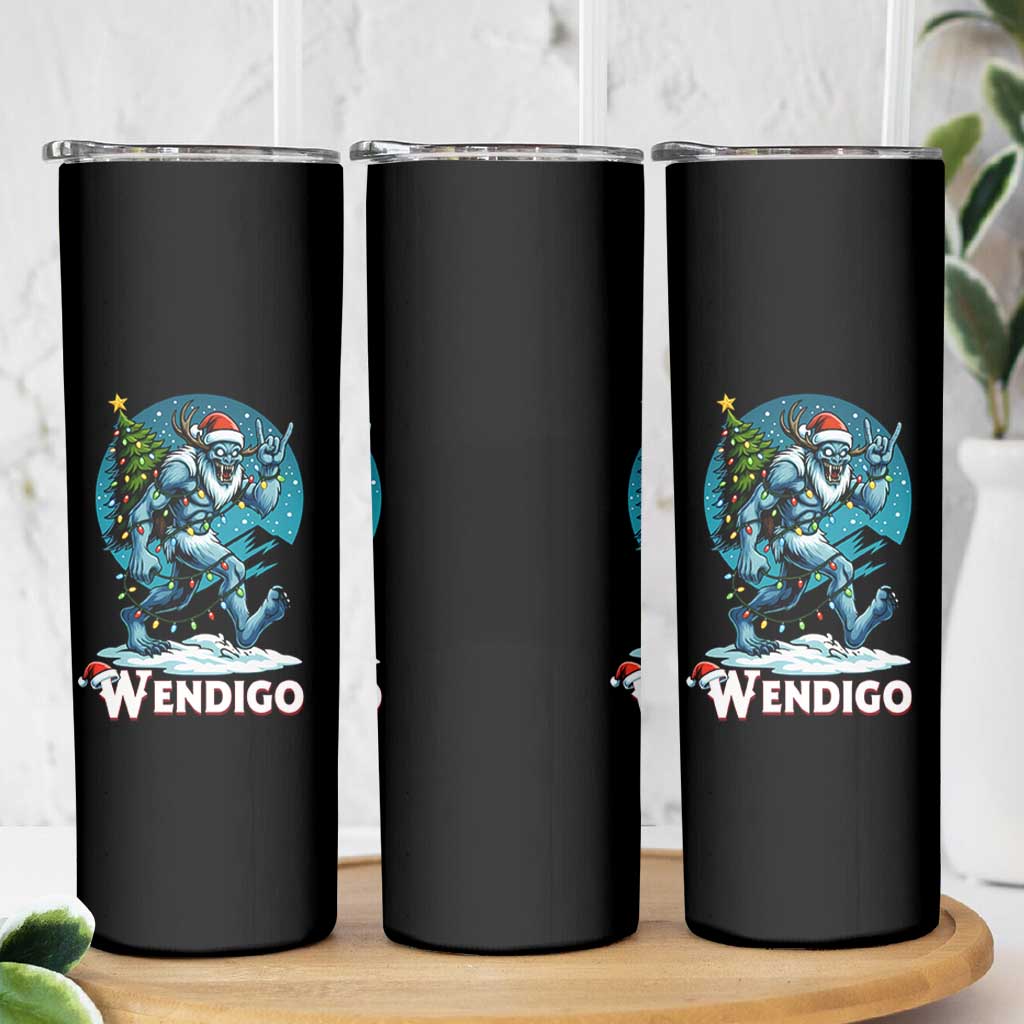 Funny Wendigo Monster Christmas Skinny Tumbler Rock On Hand Meme Xmas - Wonder Print Shop