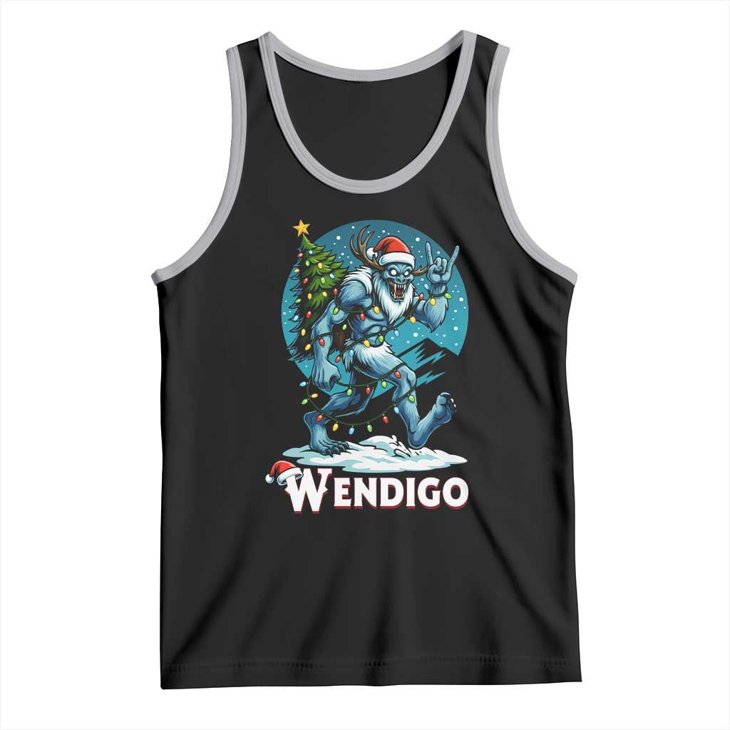 Funny Wendigo Monster Christmas Tank Top Rock On Hand Meme Xmas - Wonder Print Shop