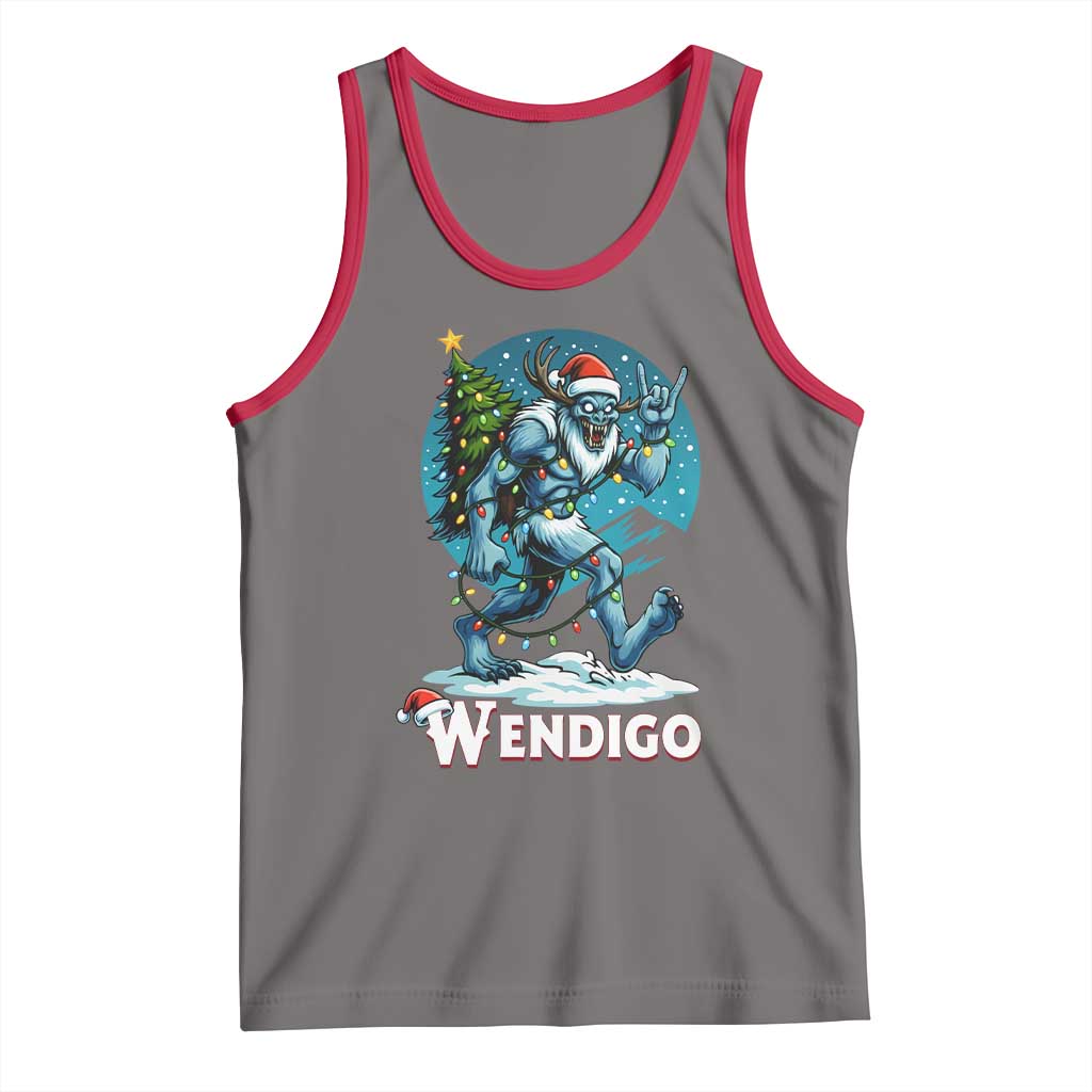 Funny Wendigo Monster Christmas Tank Top Rock On Hand Meme Xmas - Wonder Print Shop