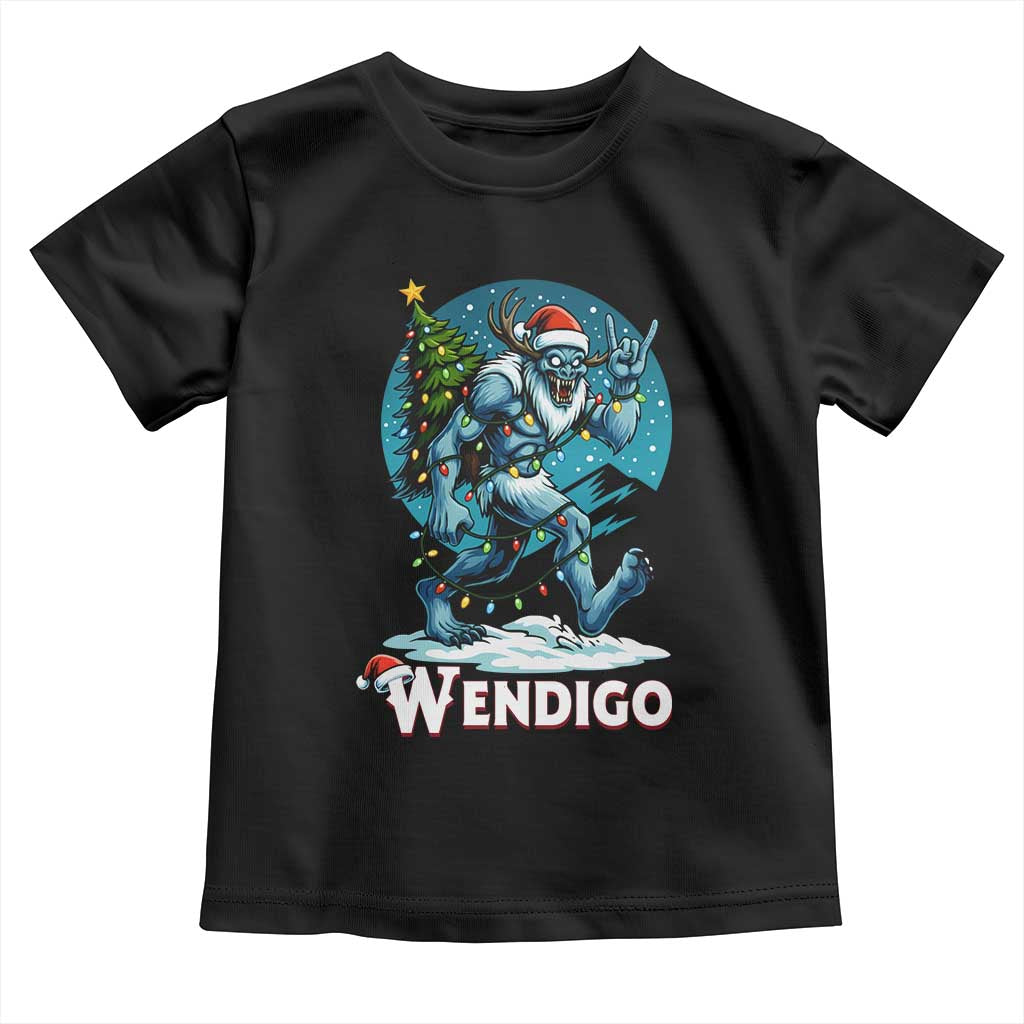 Funny Wendigo Monster Christmas Toddler T Shirt Rock On Hand Meme Xmas - Wonder Print Shop