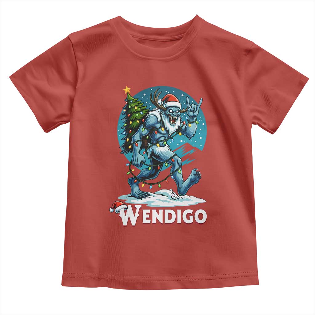 Funny Wendigo Monster Christmas Toddler T Shirt Rock On Hand Meme Xmas - Wonder Print Shop