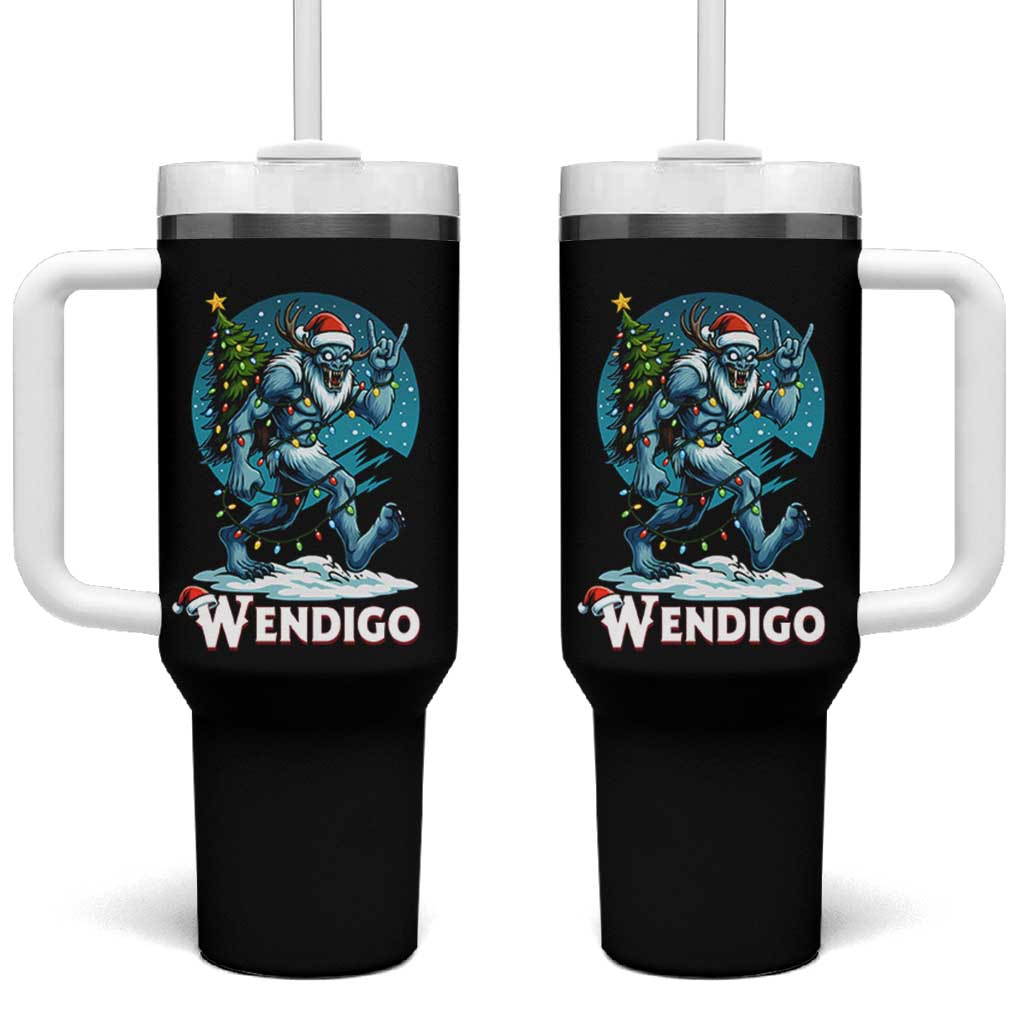 Funny Wendigo Monster Christmas Tumbler With Handle Rock On Hand Meme Xmas - Wonder Print Shop