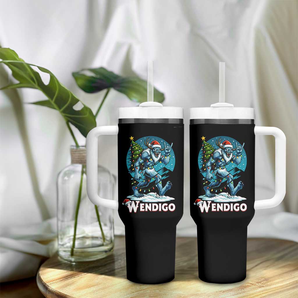Funny Wendigo Monster Christmas Tumbler With Handle Rock On Hand Meme Xmas - Wonder Print Shop