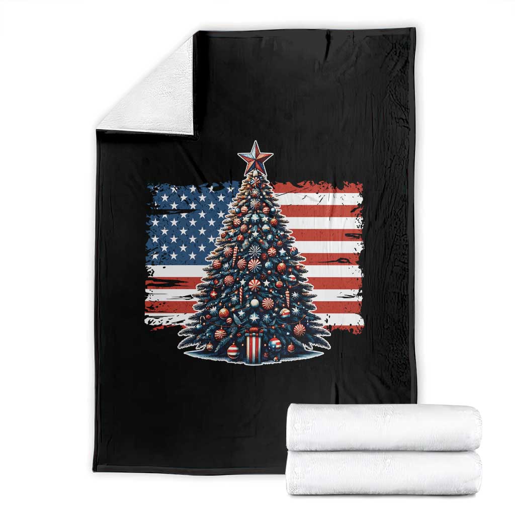 Patriotic American Flag Christmas Throw Blanket - Wonder Print Shop
