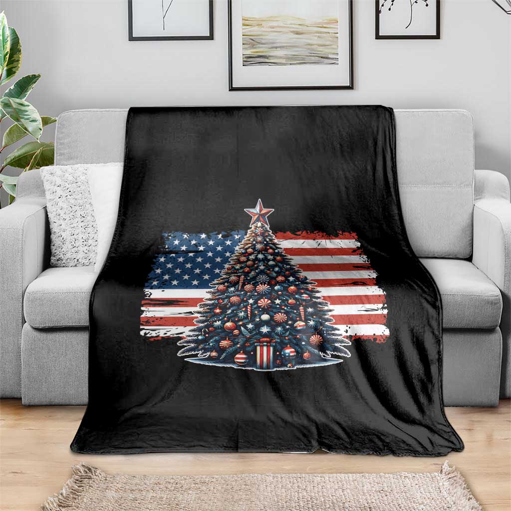 Patriotic American Flag Christmas Throw Blanket - Wonder Print Shop