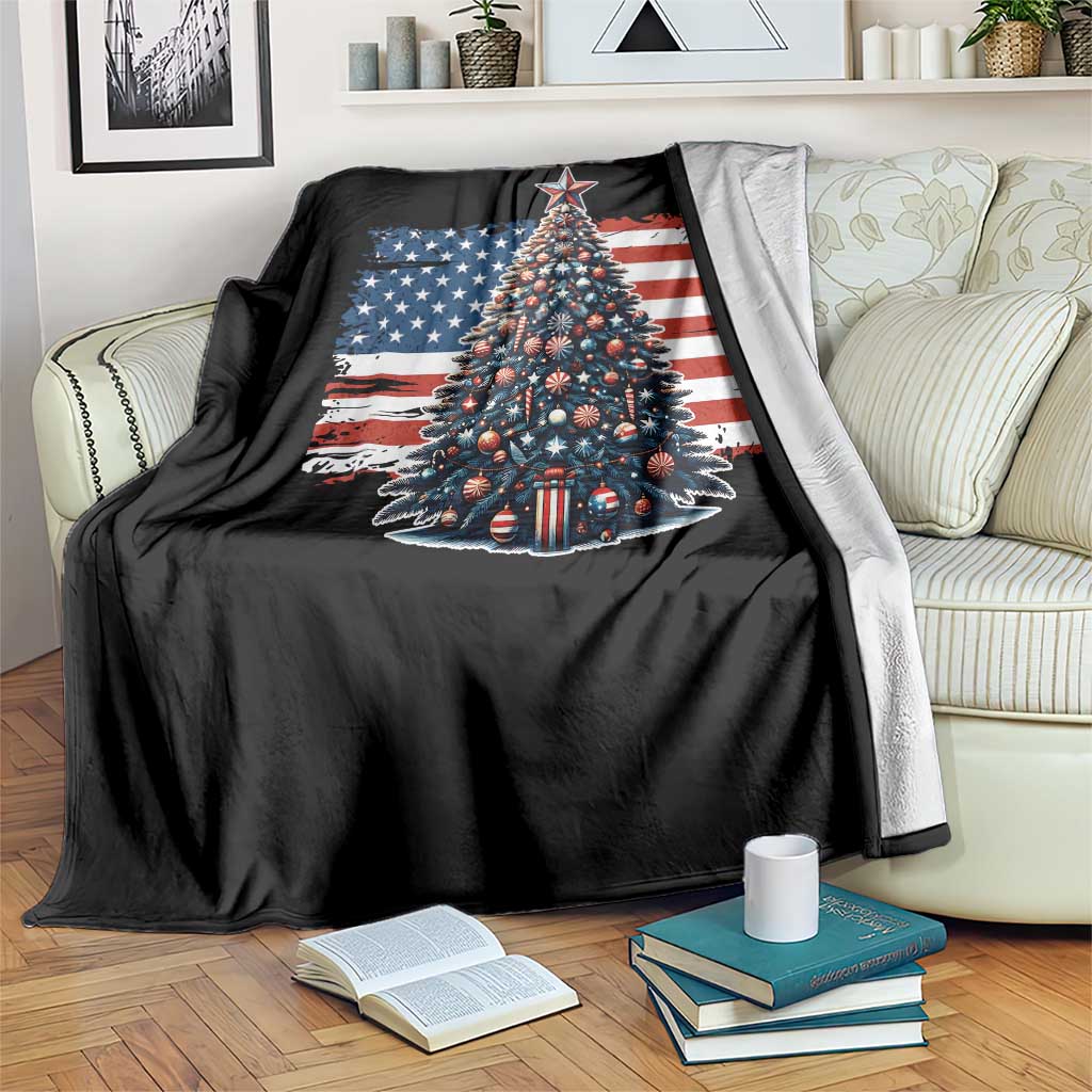 Patriotic American Flag Christmas Throw Blanket - Wonder Print Shop