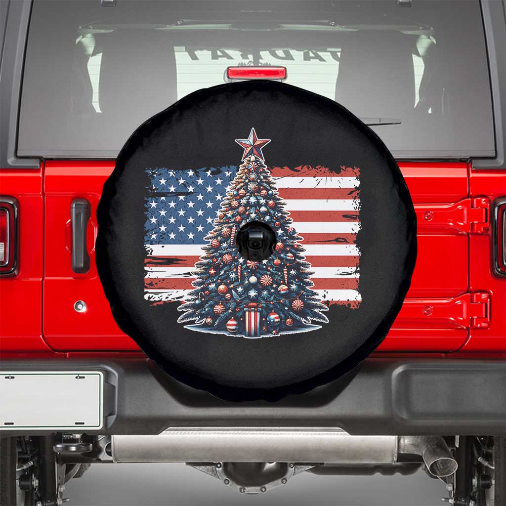 Patriotic American Flag Christmas Spare Tire Cover - Wonder Print Shop