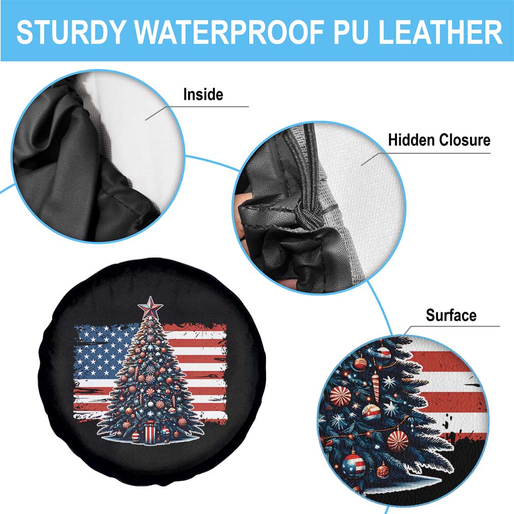 Patriotic American Flag Christmas Spare Tire Cover - Wonder Print Shop