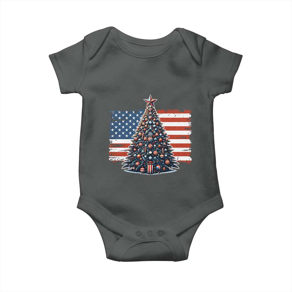 Patriotic American Flag Christmas Baby Onesie - Wonder Print Shop