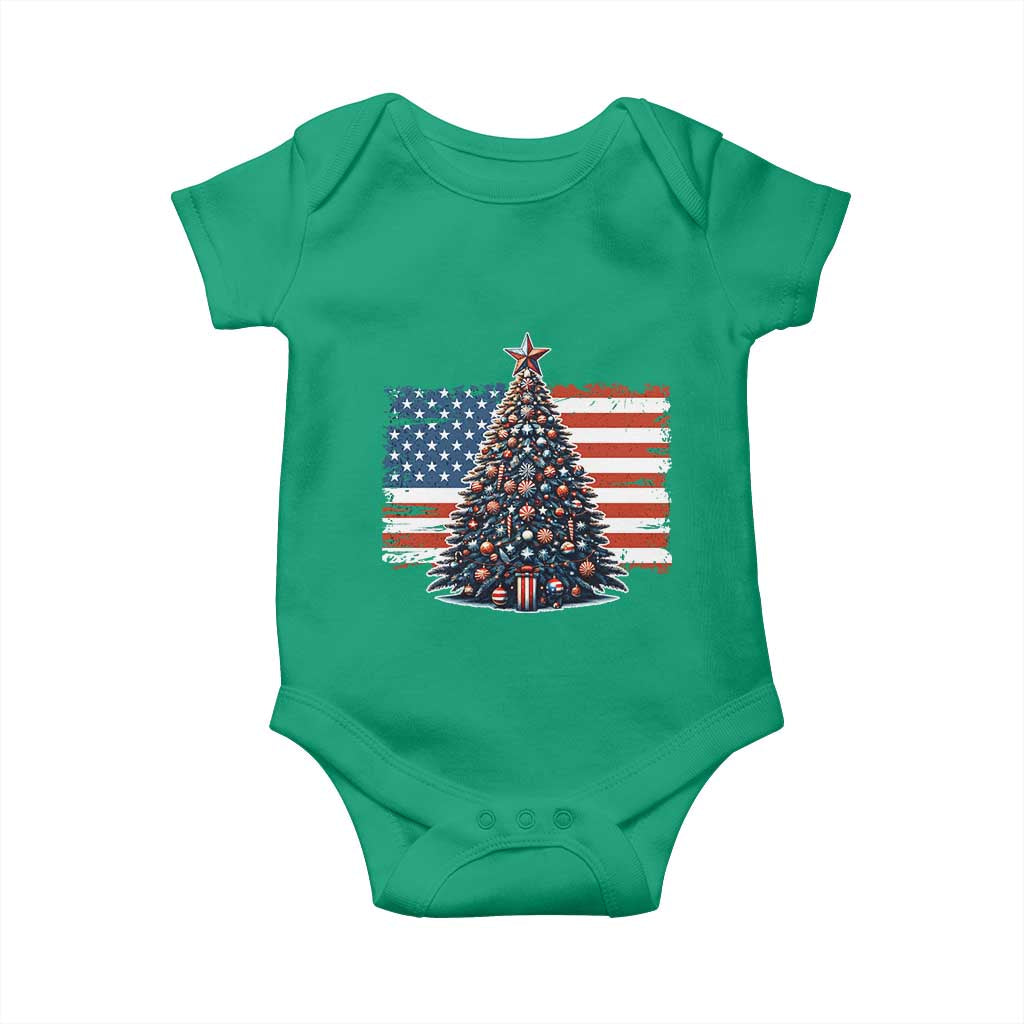 Patriotic American Flag Christmas Baby Onesie - Wonder Print Shop