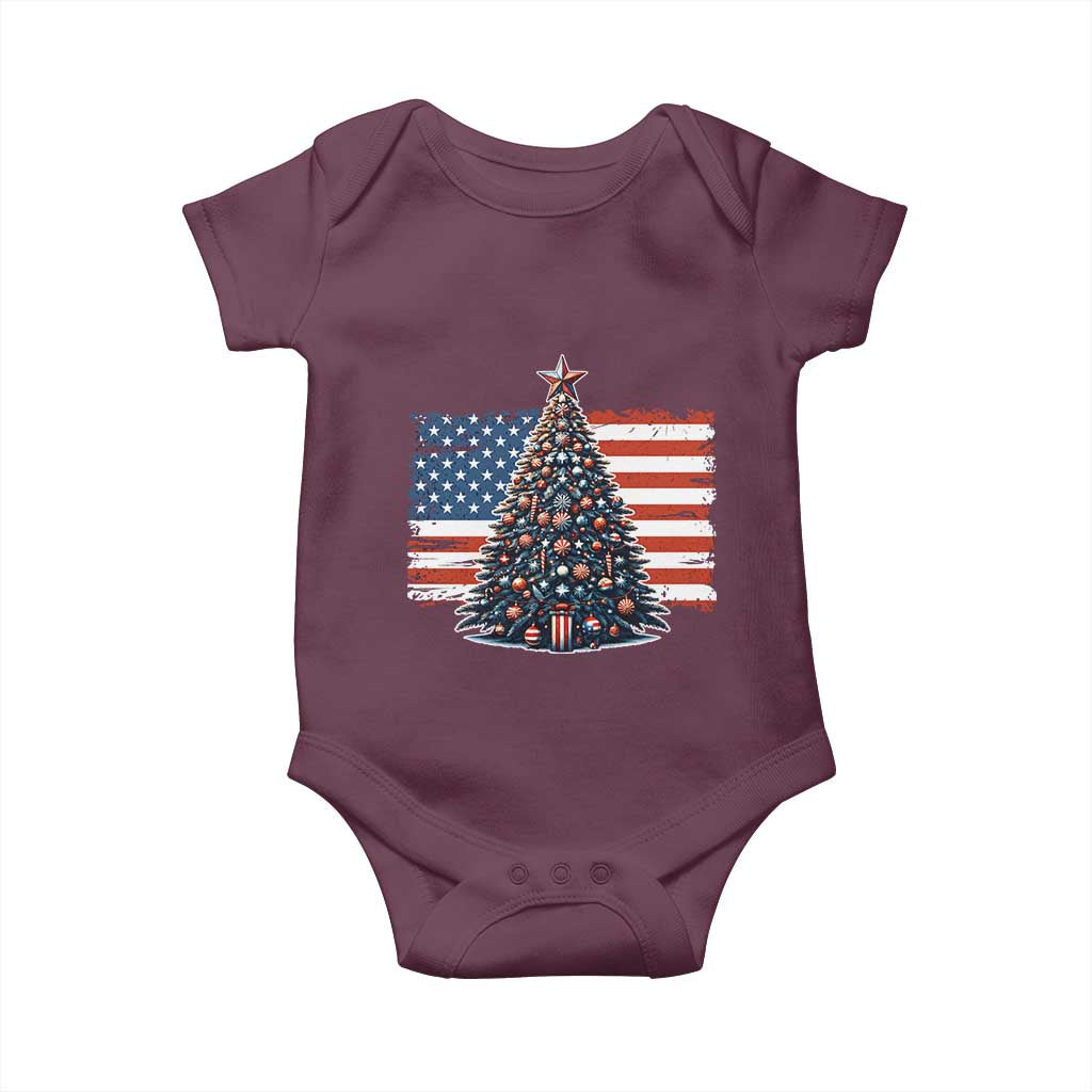 Patriotic American Flag Christmas Baby Onesie - Wonder Print Shop