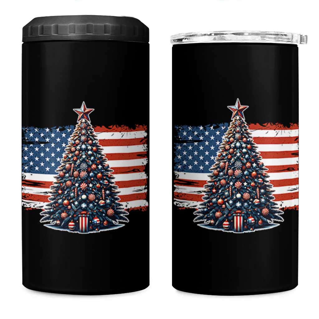 Patriotic American Flag Christmas 4 in 1 Can Cooler Tumbler - Wonder Print Shop