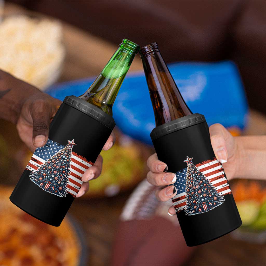 Patriotic American Flag Christmas 4 in 1 Can Cooler Tumbler - Wonder Print Shop