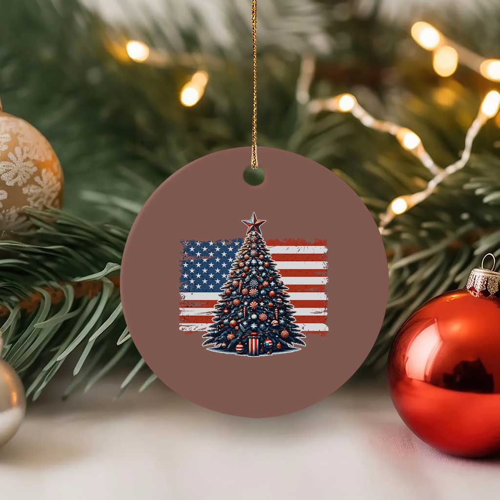 Patriotic American Flag Xmas Ceramic Ornament - Wonder Print Shop