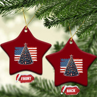 Patriotic American Flag Xmas Ceramic Ornament - Wonder Print Shop