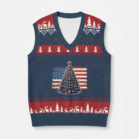 Patriotic American Flag Xmas V-Neck Knit Sweater Vest - Wonder Print Shop