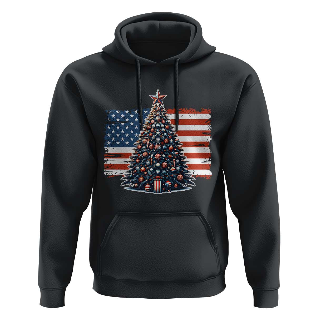 Patriotic American Flag Christmas Hoodie - Wonder Print Shop
