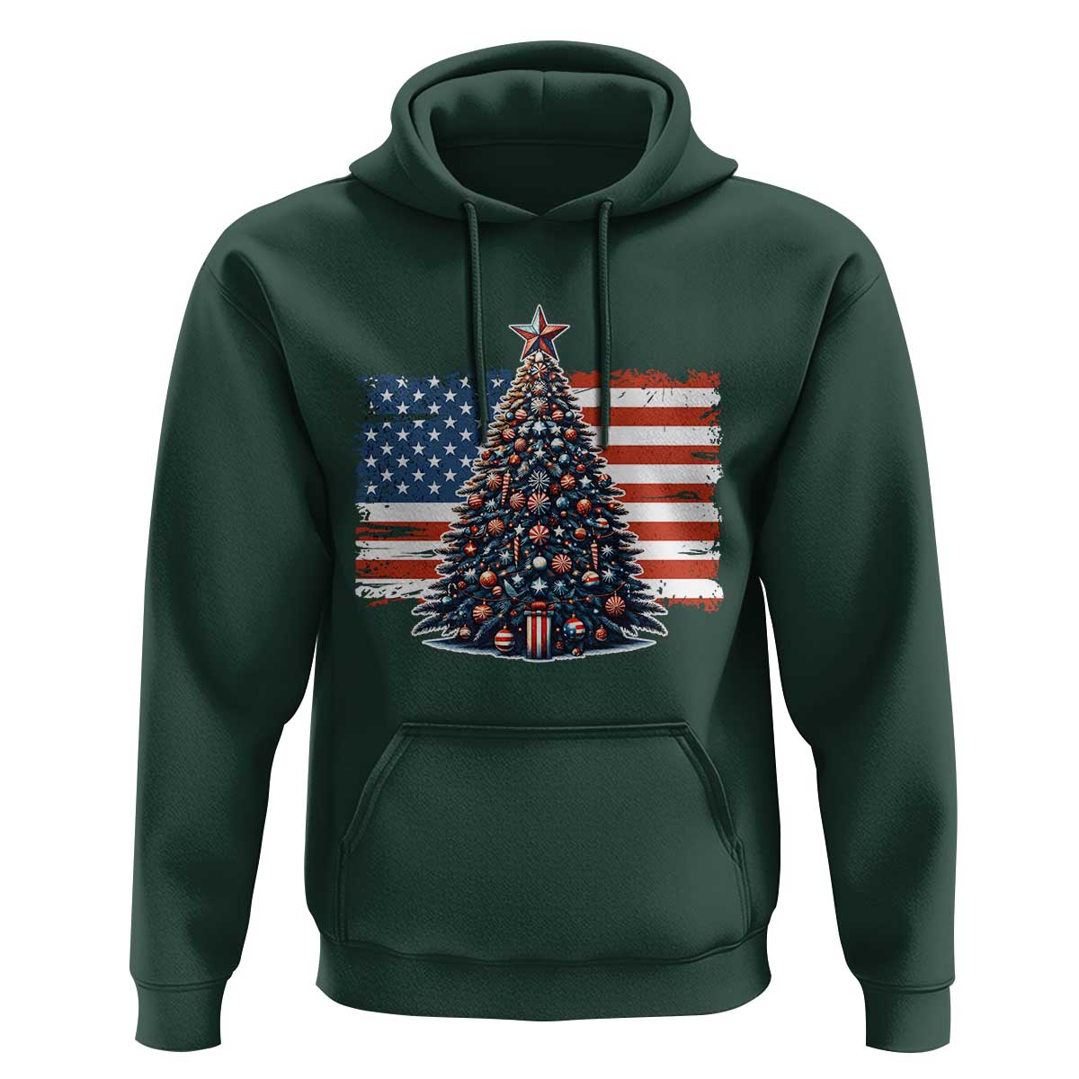 Patriotic American Flag Christmas Hoodie - Wonder Print Shop