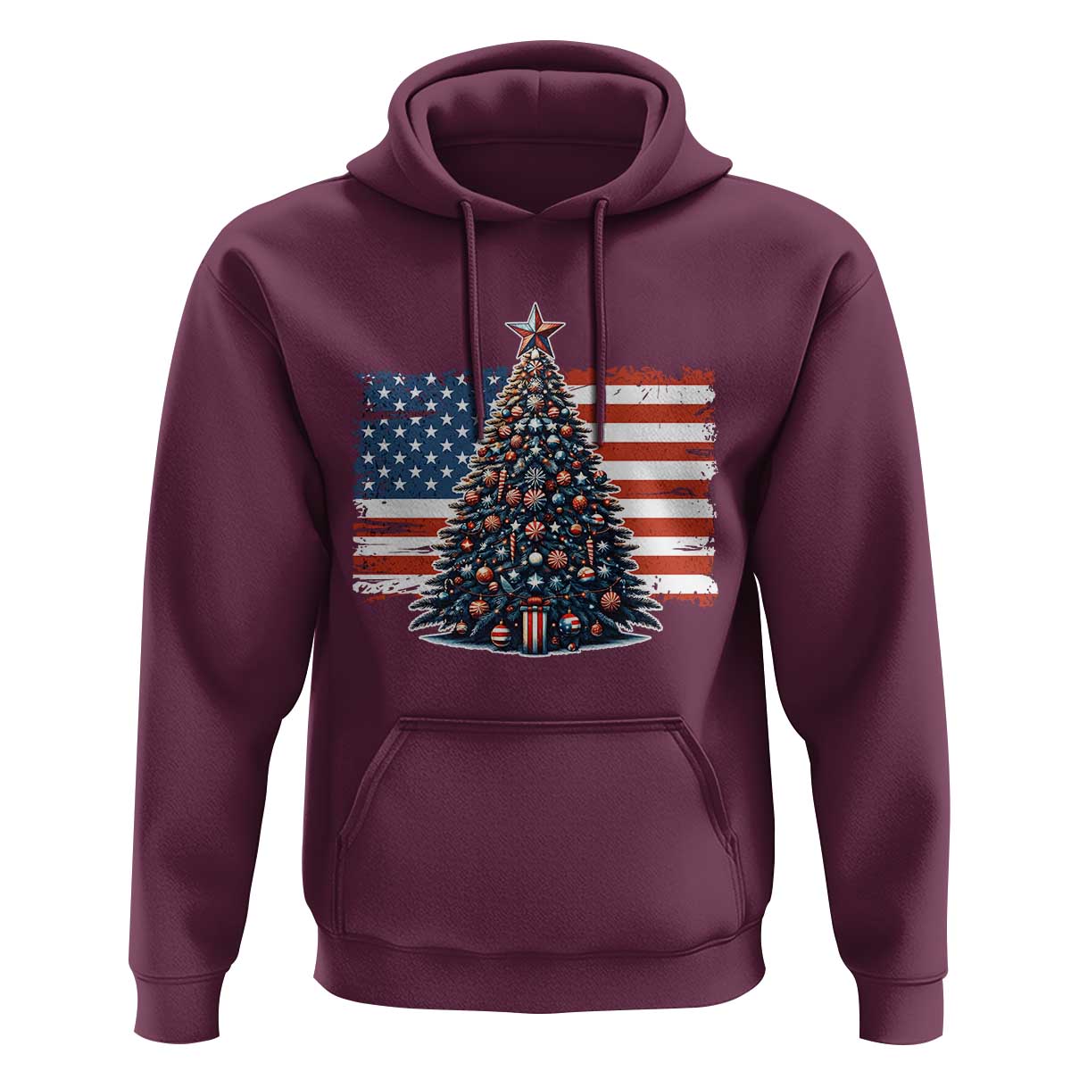 Patriotic American Flag Christmas Hoodie - Wonder Print Shop