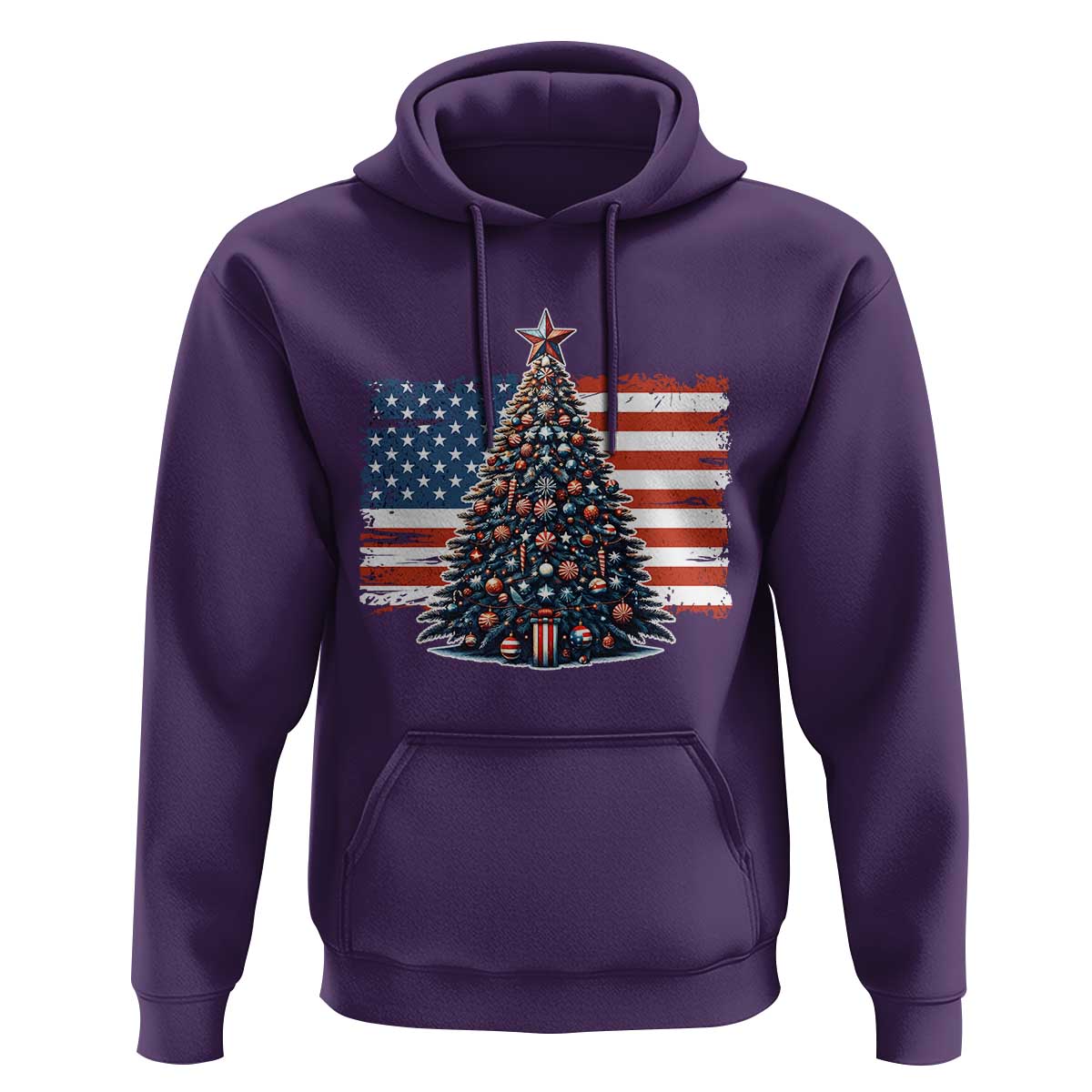 Patriotic American Flag Christmas Hoodie - Wonder Print Shop