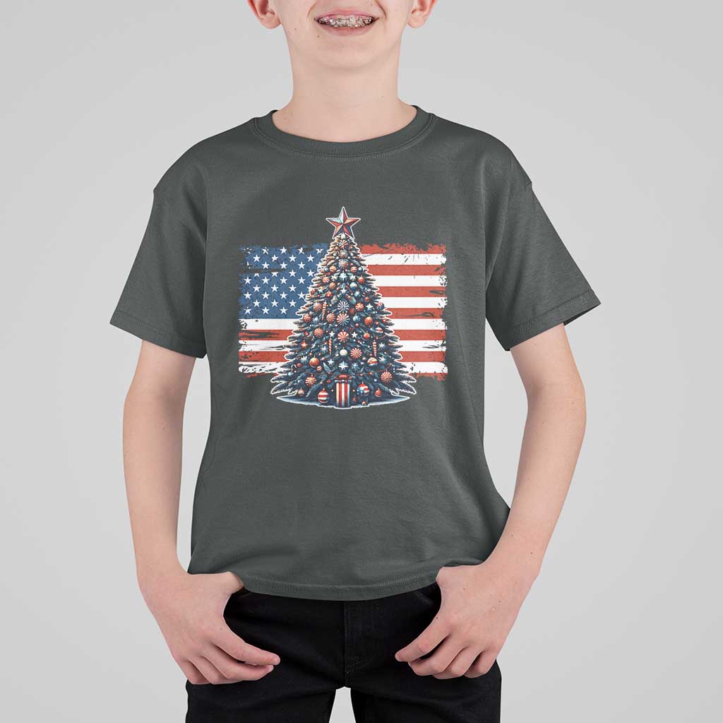 Patriotic American Flag Christmas T Shirt For Kid - Wonder Print Shop