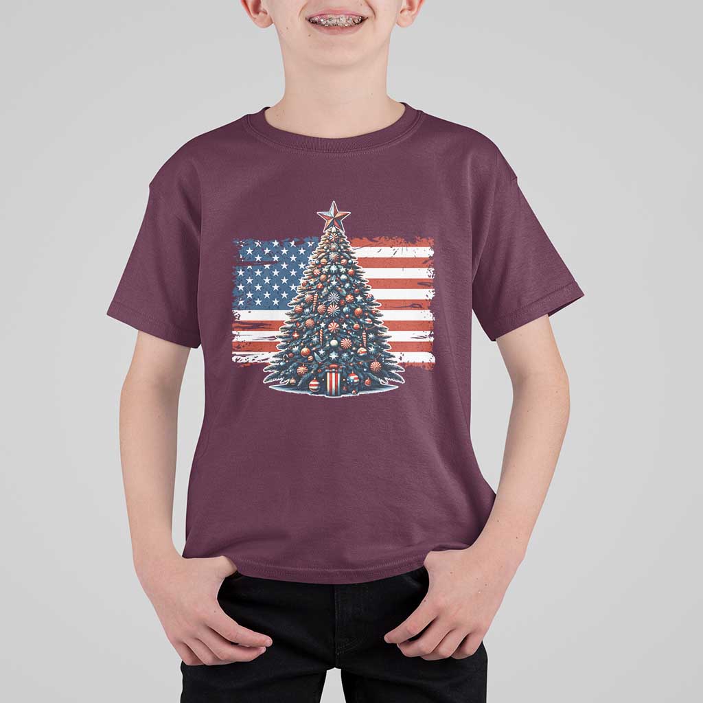 Patriotic American Flag Christmas T Shirt For Kid - Wonder Print Shop