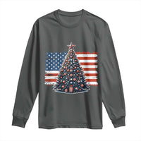 Patriotic American Flag Christmas Long Sleeve Shirt - Wonder Print Shop