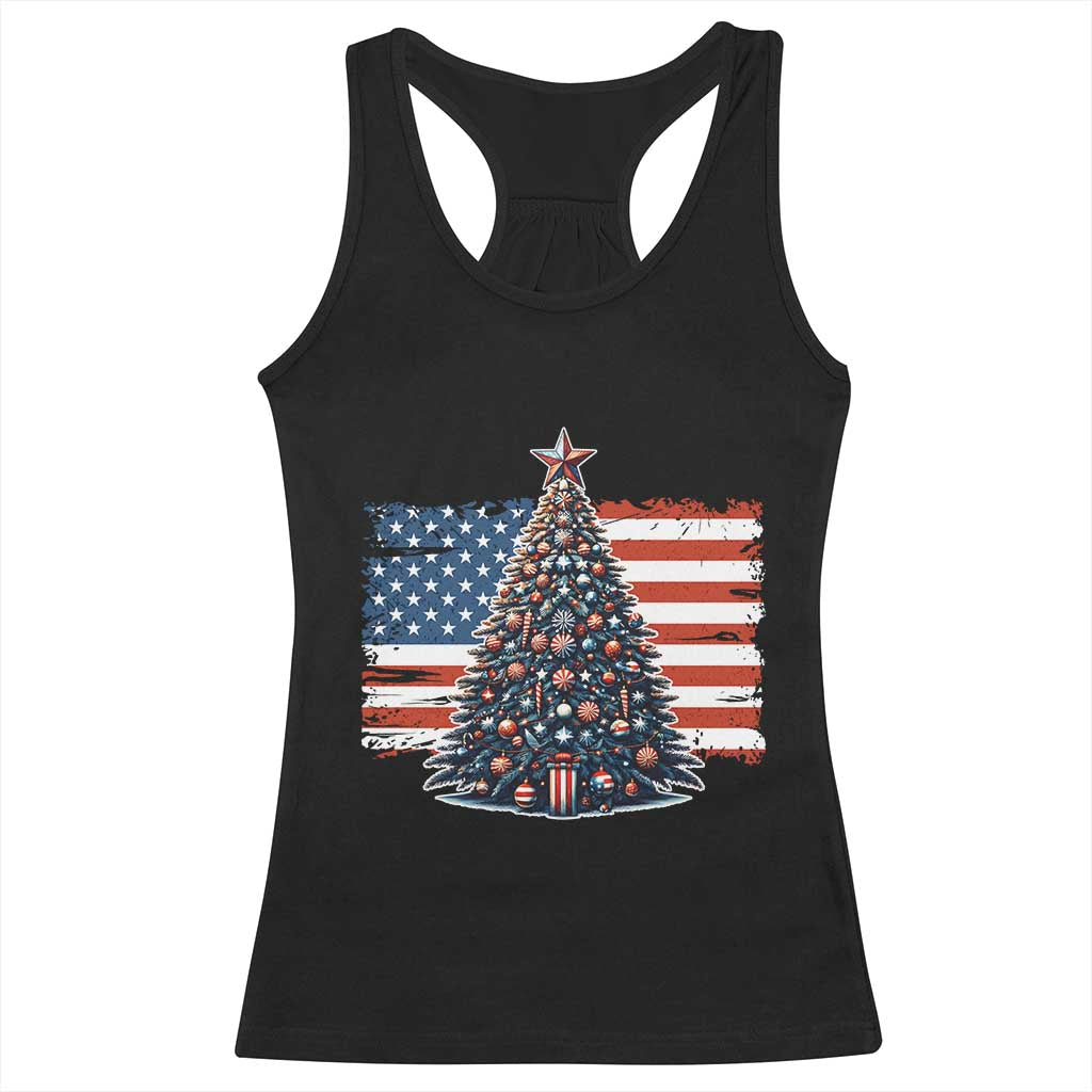 Patriotic American Flag Christmas Racerback Tank Top - Wonder Print Shop