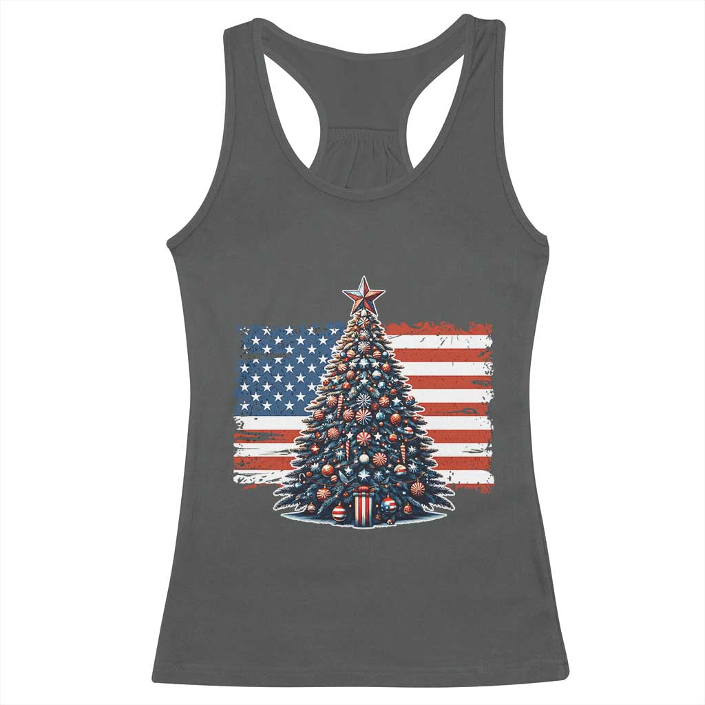 Patriotic American Flag Christmas Racerback Tank Top - Wonder Print Shop