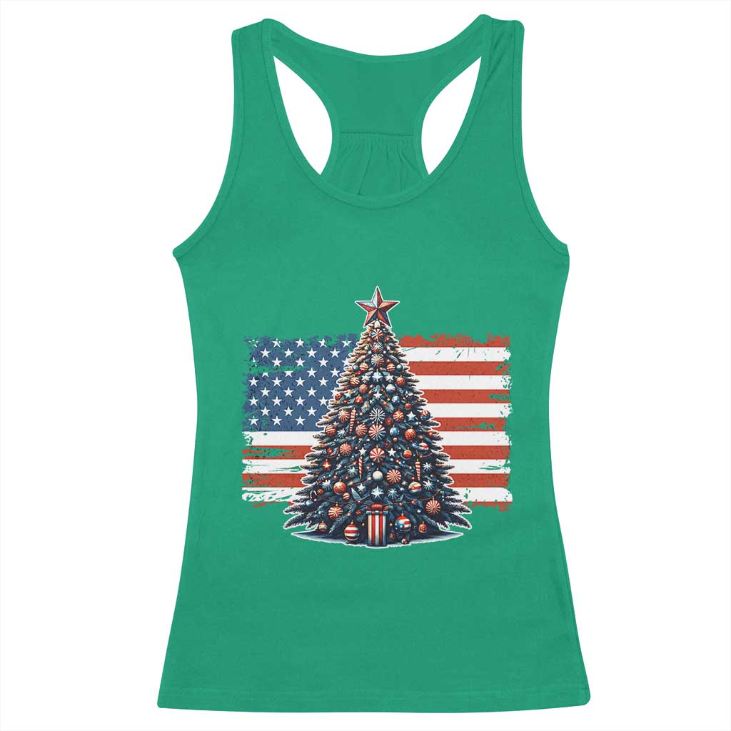 Patriotic American Flag Christmas Racerback Tank Top - Wonder Print Shop