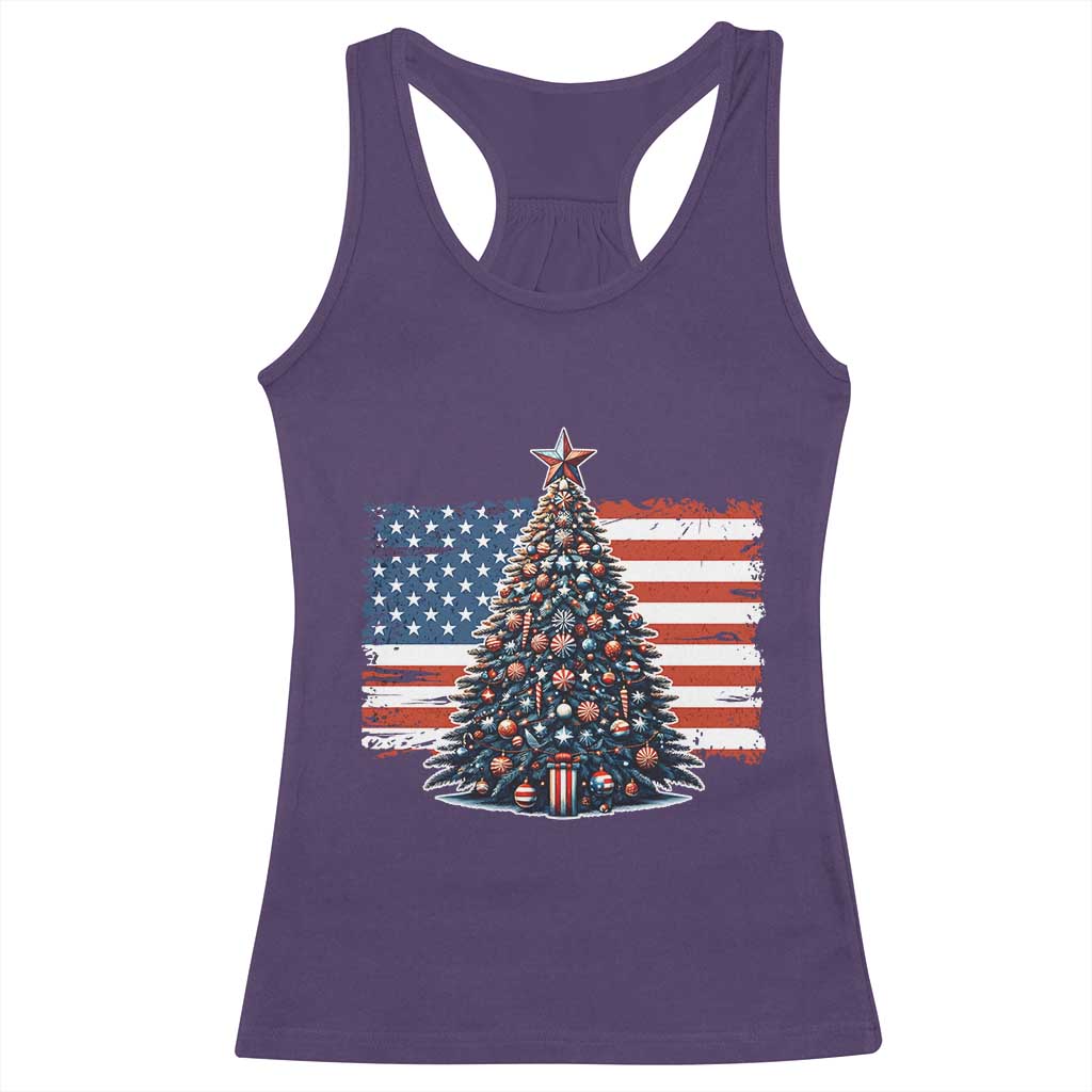 Patriotic American Flag Christmas Racerback Tank Top - Wonder Print Shop