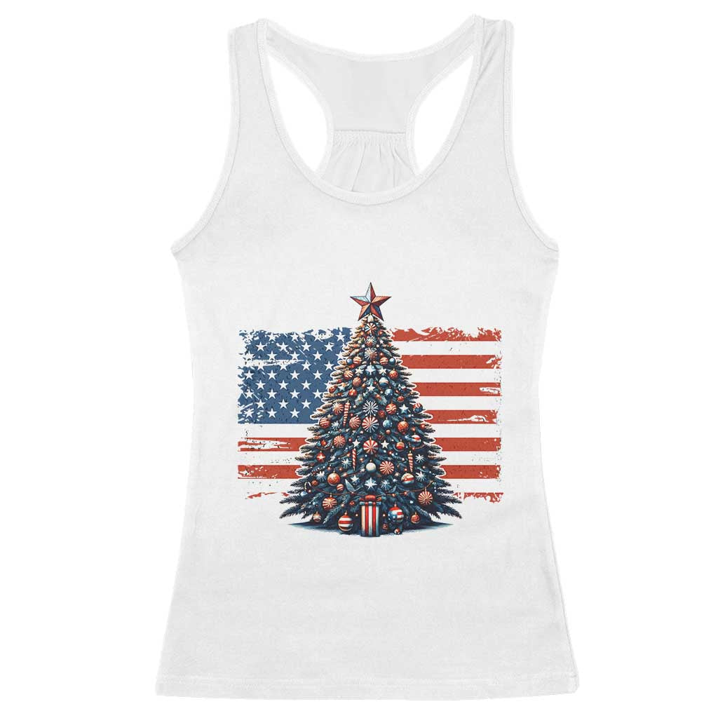 Patriotic American Flag Christmas Racerback Tank Top - Wonder Print Shop