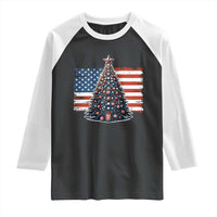 Patriotic American Flag Christmas Raglan Shirt - Wonder Print Shop