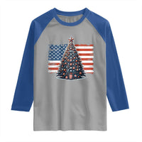 Patriotic American Flag Christmas Raglan Shirt - Wonder Print Shop