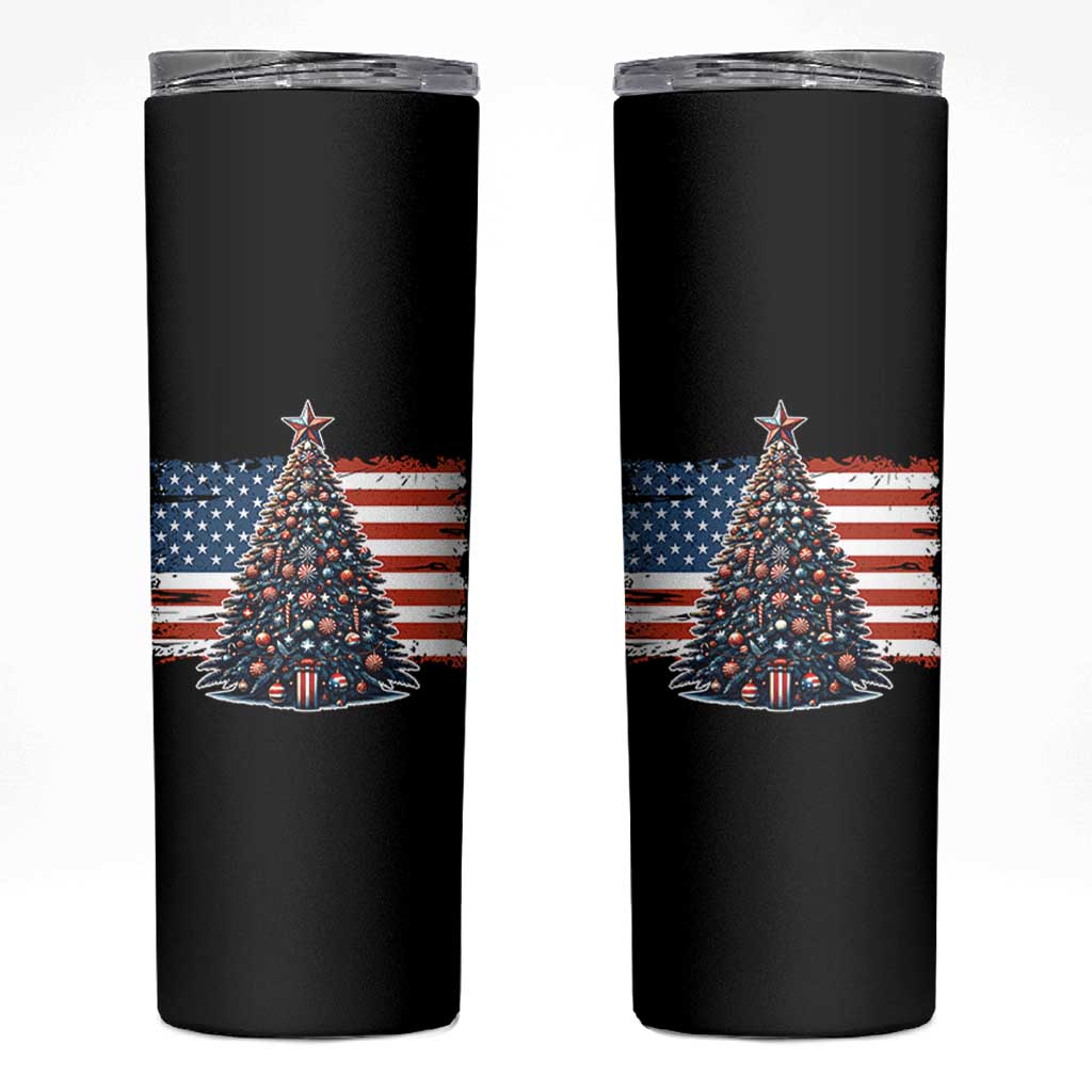 Patriotic American Flag Christmas Skinny Tumbler - Wonder Print Shop