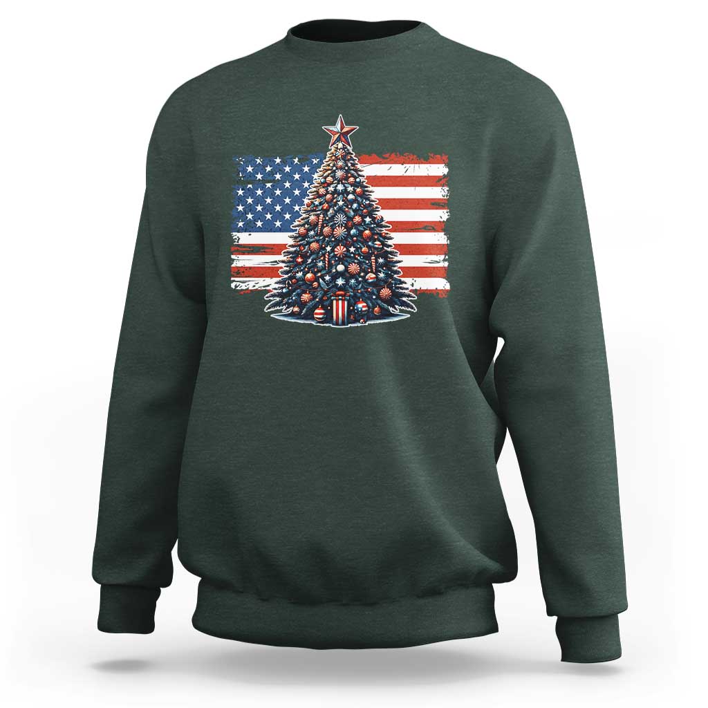Patriotic American Flag Christmas Sweatshirt - Wonder Print Shop